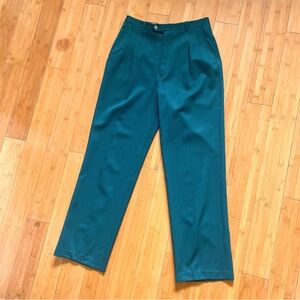 Vintage Barry Bricken Pure Virgin Wool Dress Pants / Trousers Teal Green Sz 10